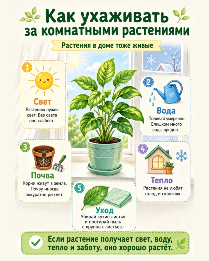 Как ухаживать за комнатными растениями