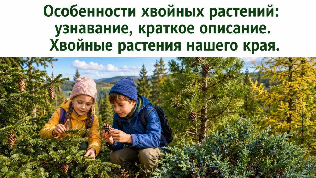 Хвойные растения нашего края: ель, сосна, лиственница и можжевельник