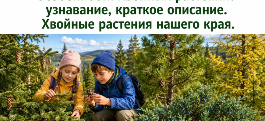 Хвойные растения нашего края: ель, сосна, лиственница и можжевельник