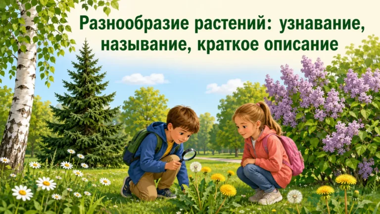 Дети изучают разнообразие растений в парке