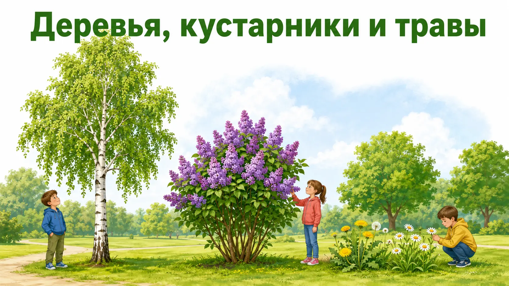 Дерево, кустарник и травянистые растения