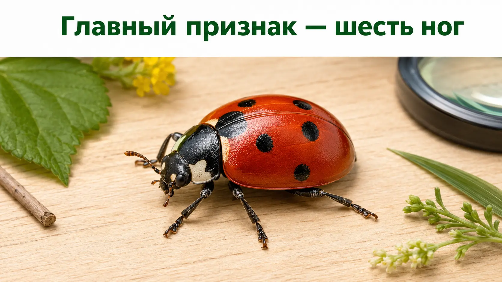 Божья коровка с шестью ногами: главный признак насекомых