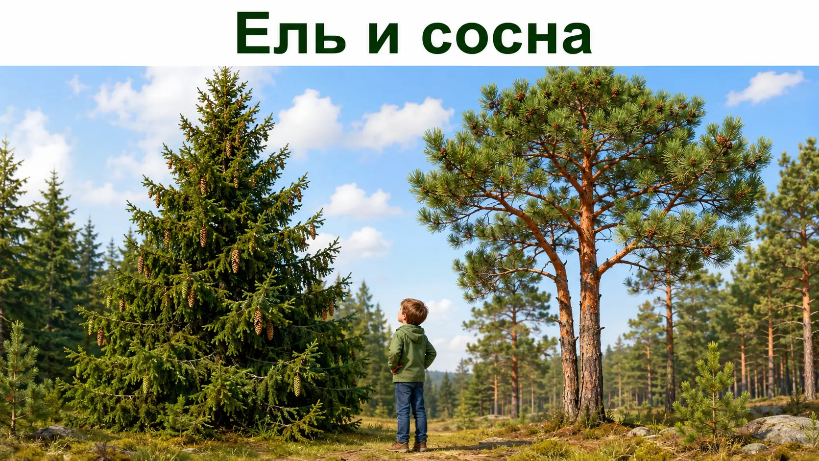 Сравнение ели и сосны по форме кроны, хвое и шишкам