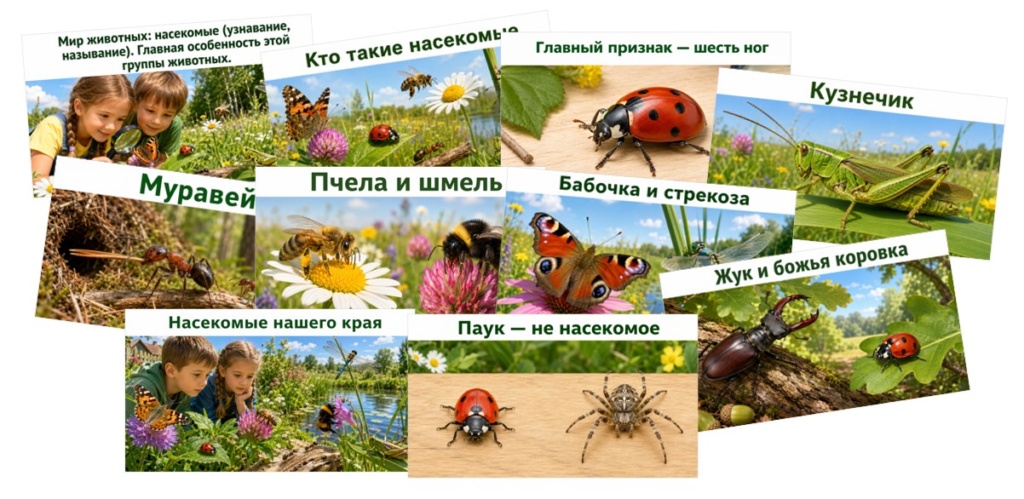 Мир животных: насекомые (узнавание, называние). Главная особенность этой группы животных.