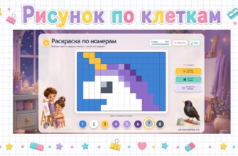 Рисунок по клеткам Единорог