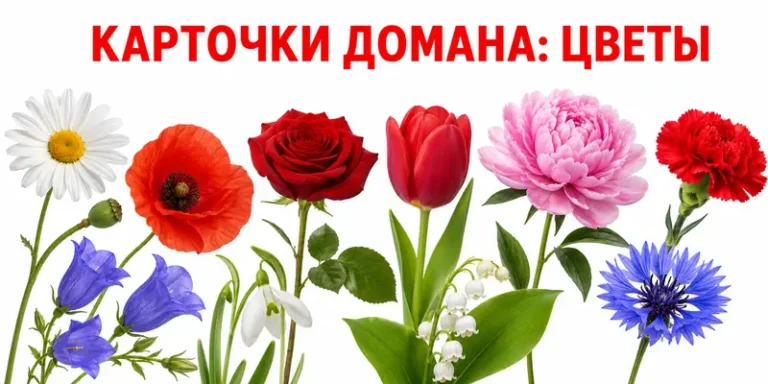 Карточки Домана на тему «Цветы» для детей