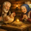 Дед, баба, Курочка Ряба и мышка возле золотого яйца